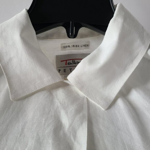 TALBOTS 100% IRISH LINEN TOP- WHITE-SIZE 8 PETITE- FRONT POCKET - Picture 6 of 13